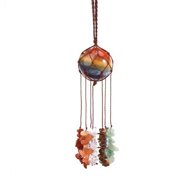 Round Natural Mixed Stone Pouch Pendant Decorations