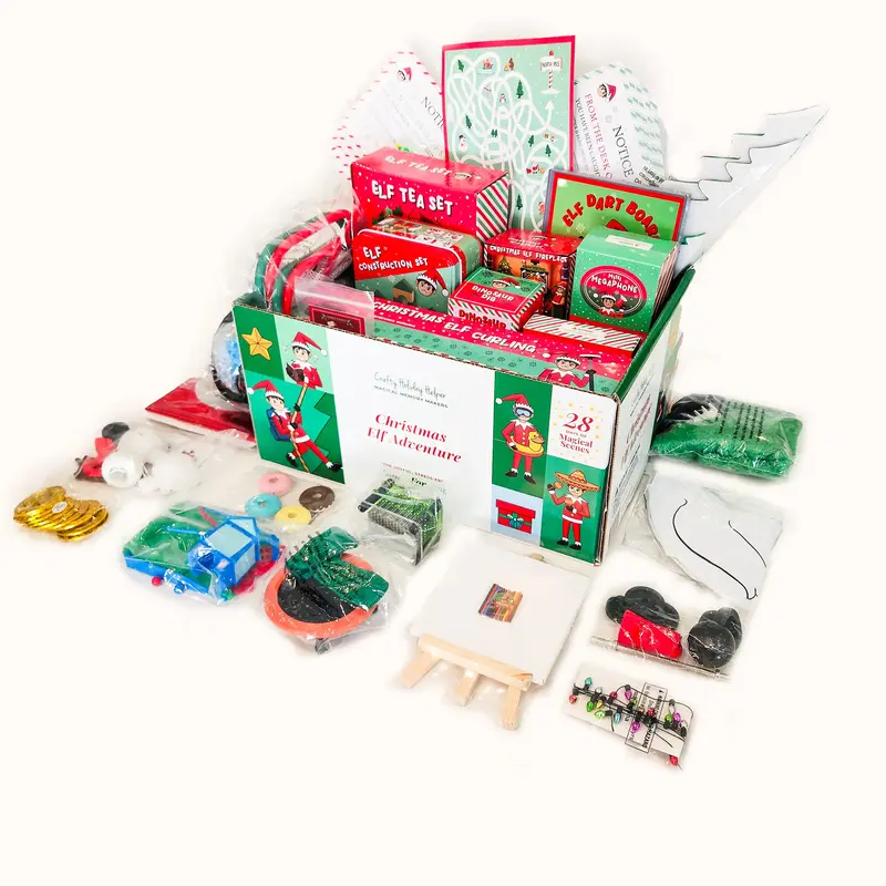 Christmas Elf Adventure Kit ULTIMATE (Same Kit Each Year)- Crafty Holiday Helper - 28 Days Shelf Decoration Prop, Decor, Fair...
