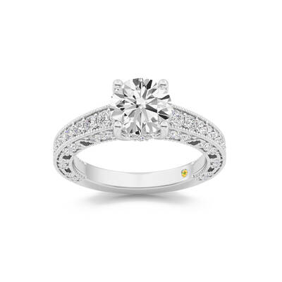 Myrra  Vintage Inspired Pavé Set Round Lab Grown Diamond Engagement Ring | White Gold 1 3/4 - 4 7/8 CT. TW.
