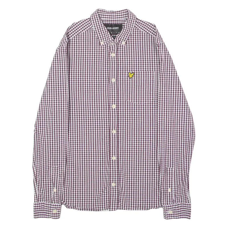LYLE & SCOTT Mens Shirt Purple Gingham Long Sleeve M