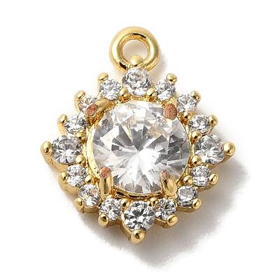Brass Micro Pave Clear Cubic Zirconia Pendants
