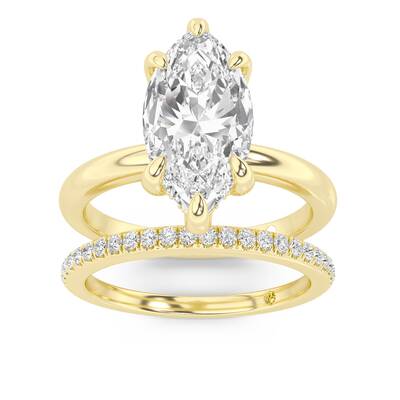 Fez Lab Grown Marquise Diamond Engagement Ring with the BonBon Wedding Band | 18K Yellow Gold 1 3/4 ct. tw.