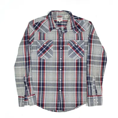 LEVI'S Classic Fit Shirt Blue Check Long Sleeve Mens S