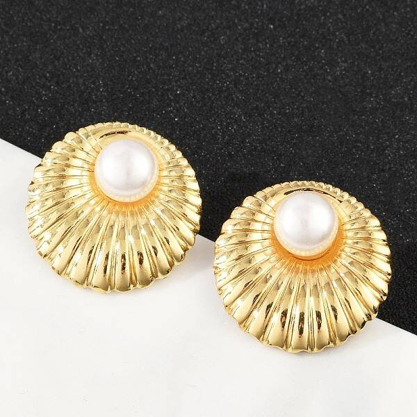 304 Stainless Steel ABS Plastic Pearl Stud Earrings for Women