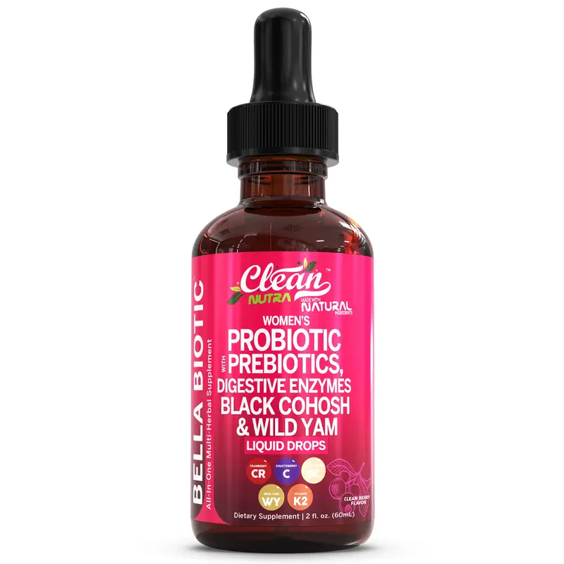 Liquid Probiotics for Women Drops with Chasteberry, Black Cohosh, Prebiotics, Digestive Enzymes, Evening Primrose Oil, Wild Y...