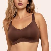 COMFELIE Plus Size L-4XL Seamless Bra for Busty Women No Underwire Wireless Plunge Bralette Full-Coverage T-Shirt Bra Everyda...