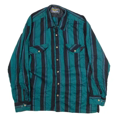 BACKPACKER OUTDOORS Mens Shirt Green Striped Long Sleeve L