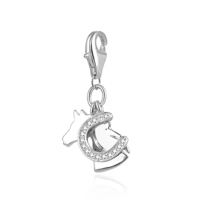 Beneto Ciondolo A Forma Di Cavallo In Argento Con Ferro Di Cavallo Agh601