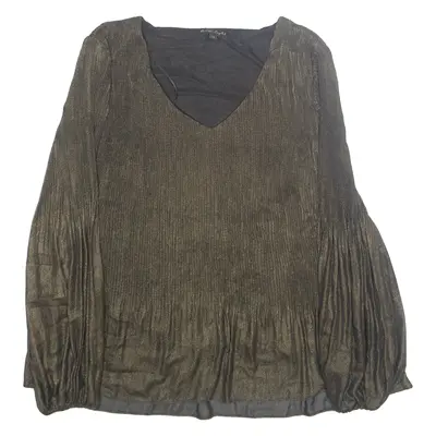 PHASE EIGHT Womens Blouse Gold V-Neck Long Sleeve UK 10