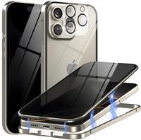 Suitable for iPhone 16 15 14 13 12 11 Pro Max privacy magnetic case, with metal titanium frame privacy screen protector and c...