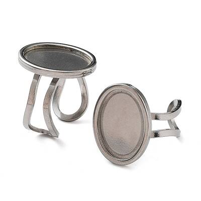 Non-Tarnish Ion Plating(IP) 304 Stainless Steel Cuff Pad Ring Settings