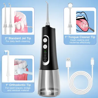 PureHealth M139por Water Flosser - 4 Modes Rechargeable Oral Irrigator, Waterproof & Travel-Friendly Teeth Cleaner for Home &...