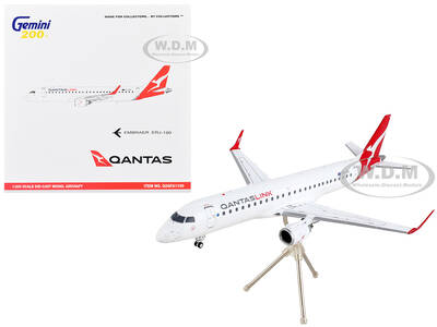 Embraer ERJ-190 Commercial Aircraft Qantas Airways - QantasLink White with Red Tail Gemini 200 Series 1/200 Diecast Model Air...