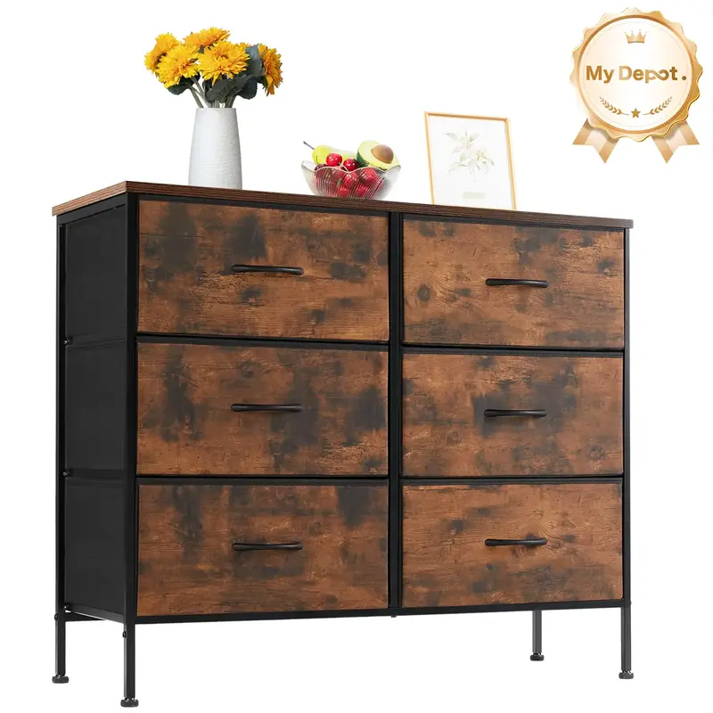[DEAL] 6 Drawers Dresser for Bedroom with Wooden Top for TV Stand up to 45\