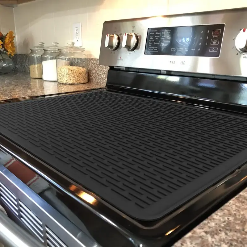 Silicone Stove Cover for Gas Range – Heat-Resistant Cooktop Protector Mat, Multipurpose Dish Drying Pad & Utensil Holder, N...