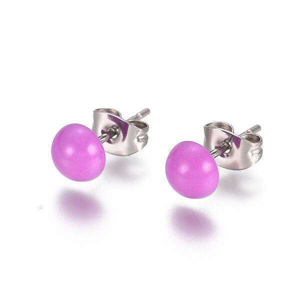 Spray Paint 304 Stainless Steel Stud Earrings