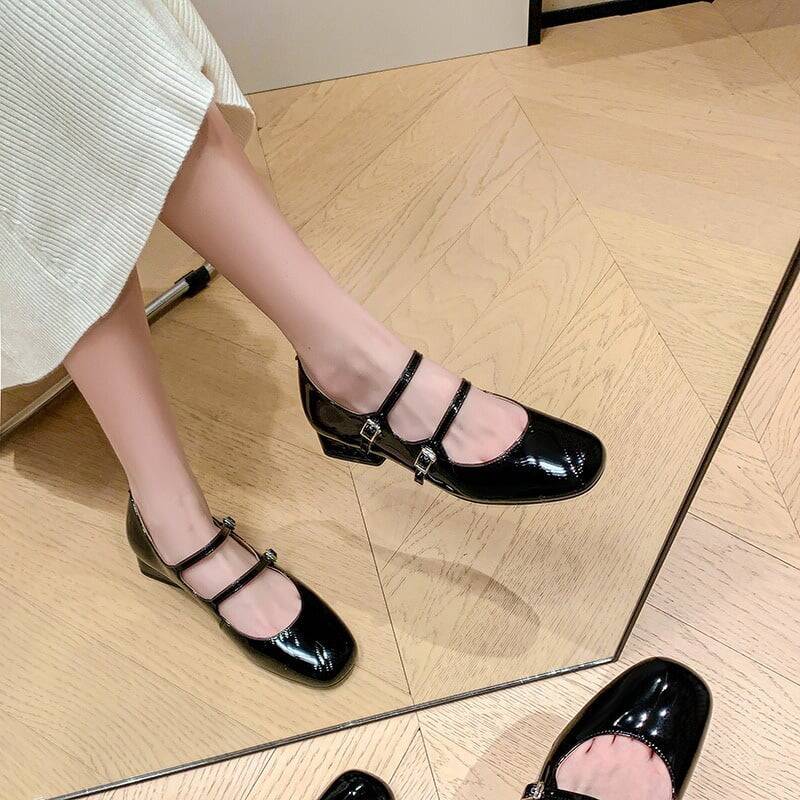 CHIKO Zusa Square Toe Block Heels Mary Jane Shoes