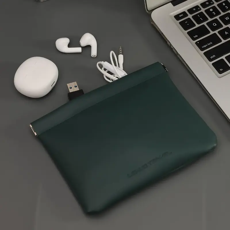 Simple Style Plain Color Card Storage Wallet, Portable Casual Trendy Multi-purpose Digital Storage Bag, Summer Essentials Fas...