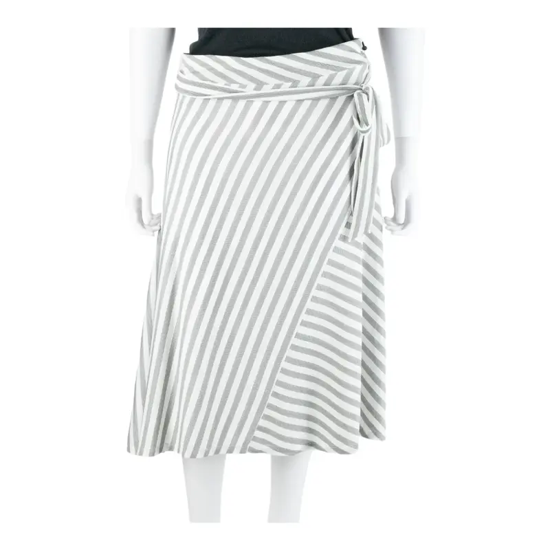 CALVIN KLEIN Knee Length Wrap Skirt Grey Striped Womens L