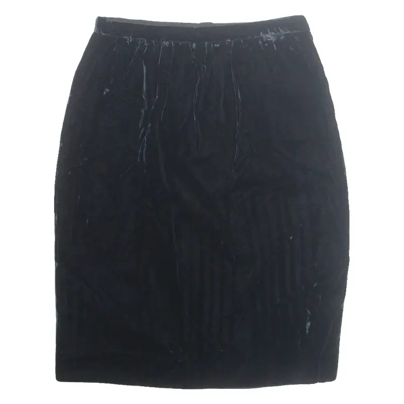 Womens Straight Skirt Blue Knee Length Velvet XS