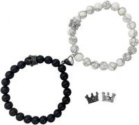 Magnetic Couple Bracelets King&Queen Crown Couple Bracelets His&Her Friendship 8mm Beads Bracelet