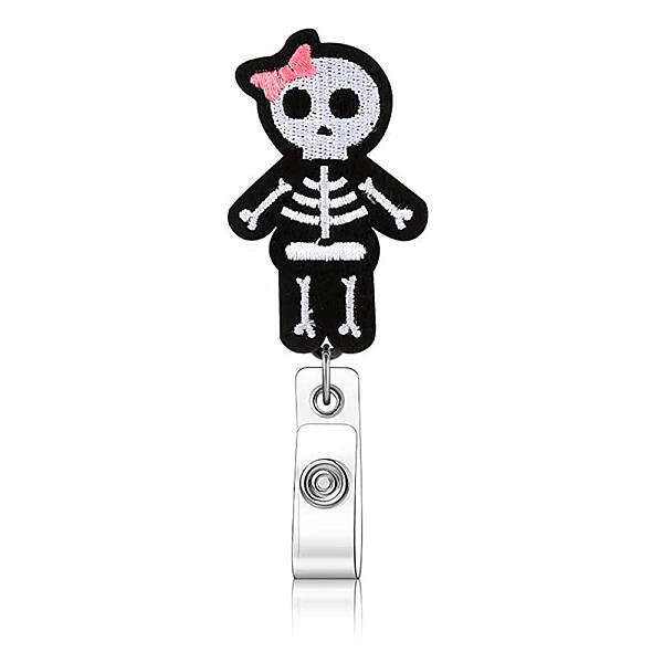 Halloween Theme Wool Felt Clip-On Retractable Badge Holders