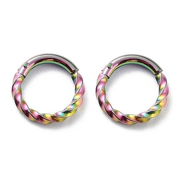 Ion Plating(IP) Twisted Ring Hoop Earrings for Girl Women