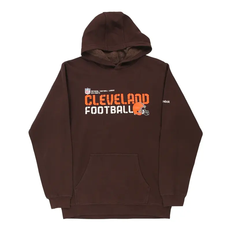 Age 15-16 Cleveland Football Reebok NFL Hoodie - XL Brown Cotton