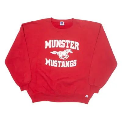 RUSSELL ATHLETIC Munster Mustang High School Mens Sweatshirt Red USA 2XL