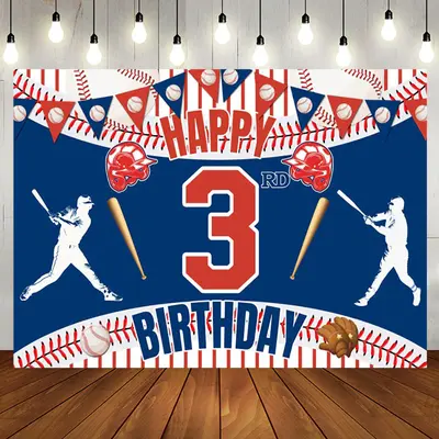 Aperturee Happy 3Rd Baseball Birthday Sport Theme Backdrop