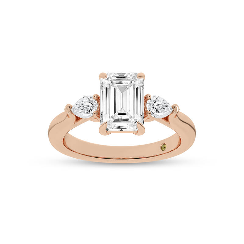 Bruges Three Stone Emerald Cut Lab Grown Diamond Engagement Ring | 18K Rose Gold 1 3/8 CT. TW.