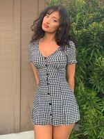 Women's Plaid Print Button Front V Neck A Line Dress, Elegant Fashion Casual Short Sleeve Dress for Daily Outdoor Wear, Summe...