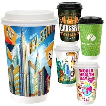 50 Customized 16 oz Full Color Paper Cup With Lid - FSC Certified ...