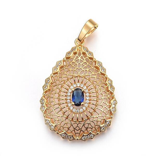 Brass Micro Pave Cubic Zirconia Pendants
