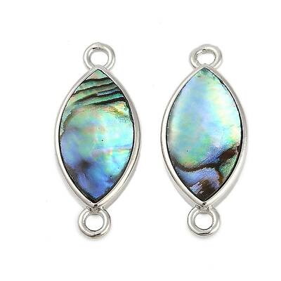 Brass Pave Natural Paua Shell Connector Charms