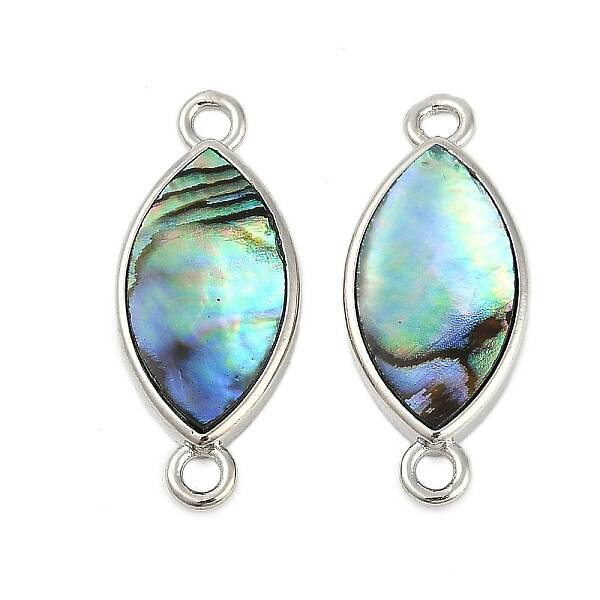 Brass Pave Natural Paua Shell Connector Charms