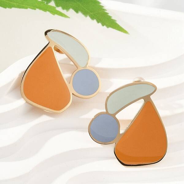 304 Stainless Steel Enamel Stud Earrings