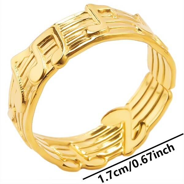 Stainless Steel Music Note Open Cuff Ring for Unisex