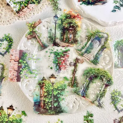 Vintage Garden Pattern Stickers, 30pcs/set Scrapbooking & Journal Making Material Paper, DIY Decorative Sticker for Stationer...