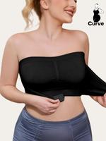 【Plus Size】 Solid Wireless Strapless Bra, Comfortable Breathable Buckle Front Bra for Daily Wear, Women's Lingerie for Al...