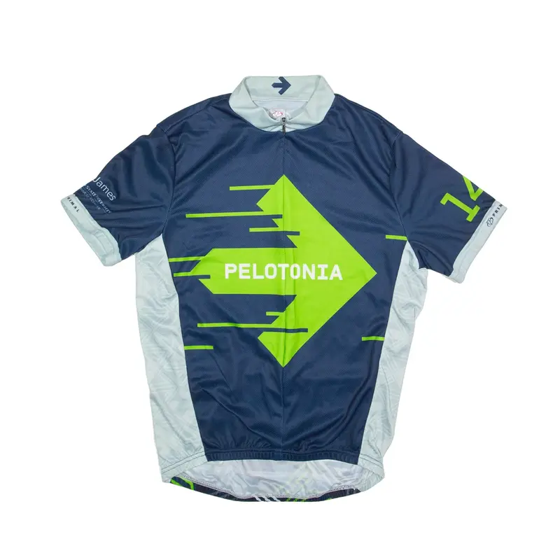 PRIMAL Full Zip Cycling Shirt Jersey Blue Short Sleeve Mens S