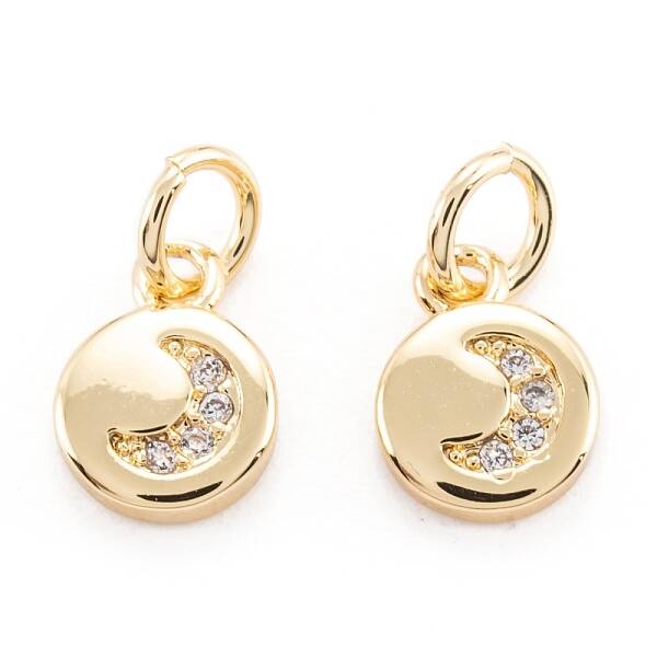 Brass Micro Pave Clear Cubic Zirconia Beads Pendant