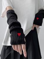 1 Pair Women's Cute Heart Embroidery Gloves, Fashionable Casual Trendy Y2k Knitting Arm Warmers, Fashionable Accessories for ...