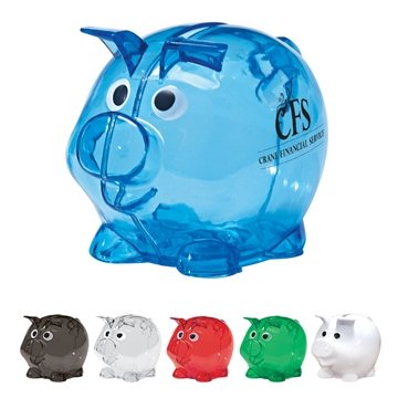 100 Custom Mini Plastic Piggy Bank - Removable Bottom
