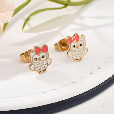 Brass Enamel Stud Earrings