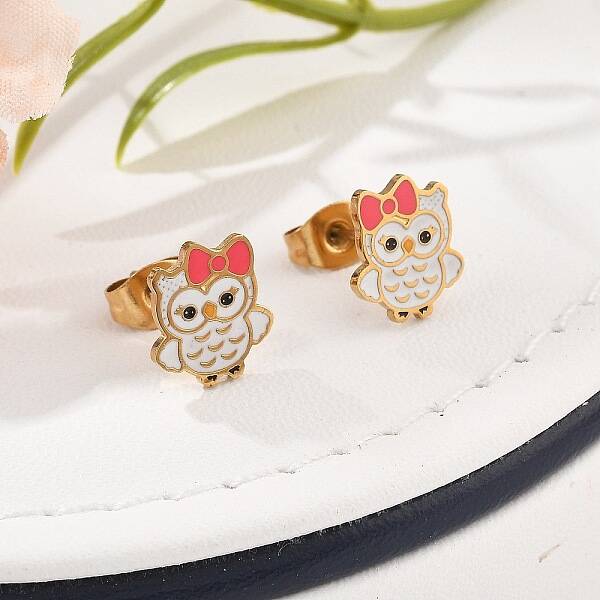 Brass Enamel Stud Earrings