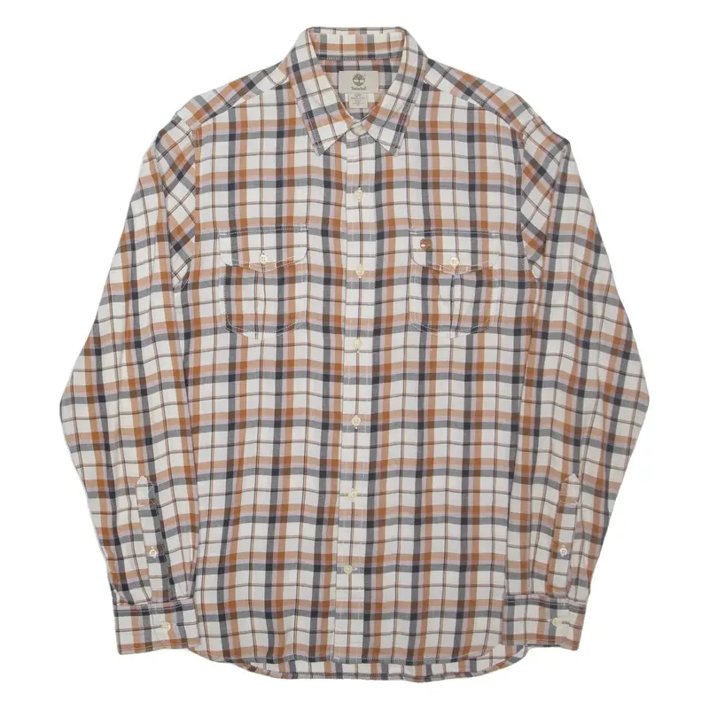 TIMBERLAND Mens Shirt Orange Check Long Sleeve S