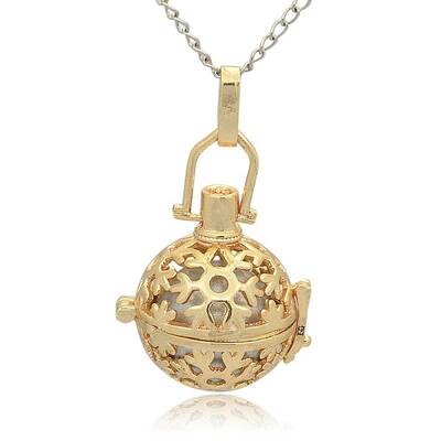Golden Tone Brass Hollow Round Cage Pendants