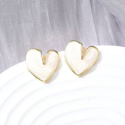 Heart Brass Stud Earrings