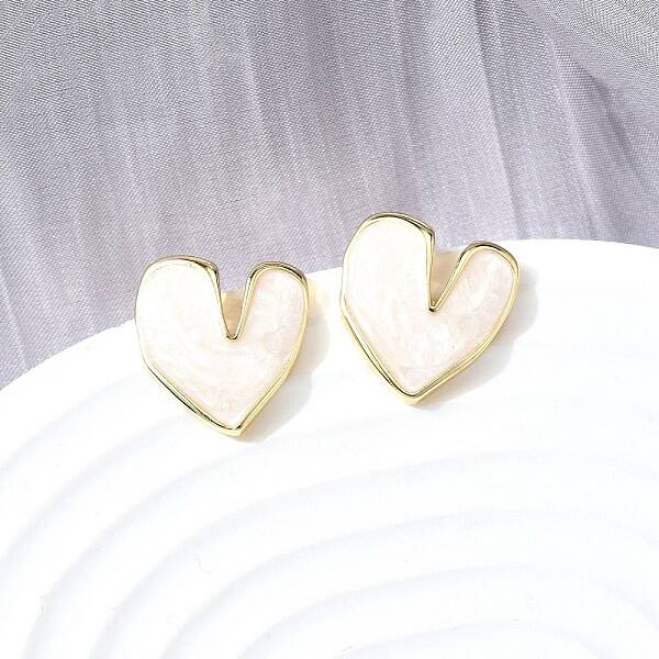 Heart Brass Stud Earrings